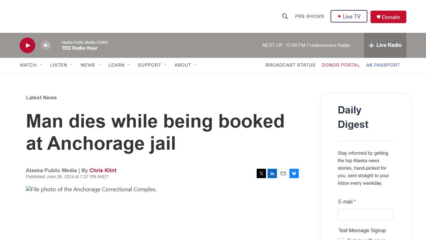 Man dies while being booked at Anchorage jail